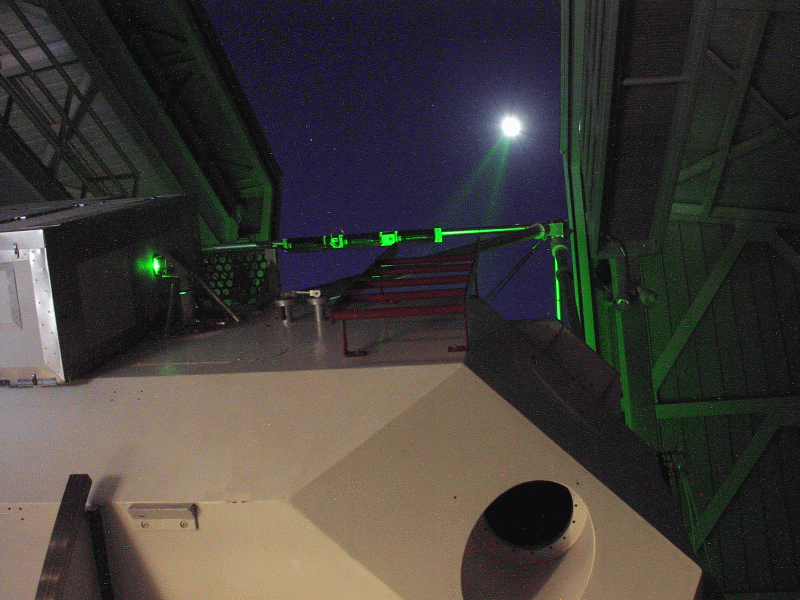 telescope, laser, beam, moon